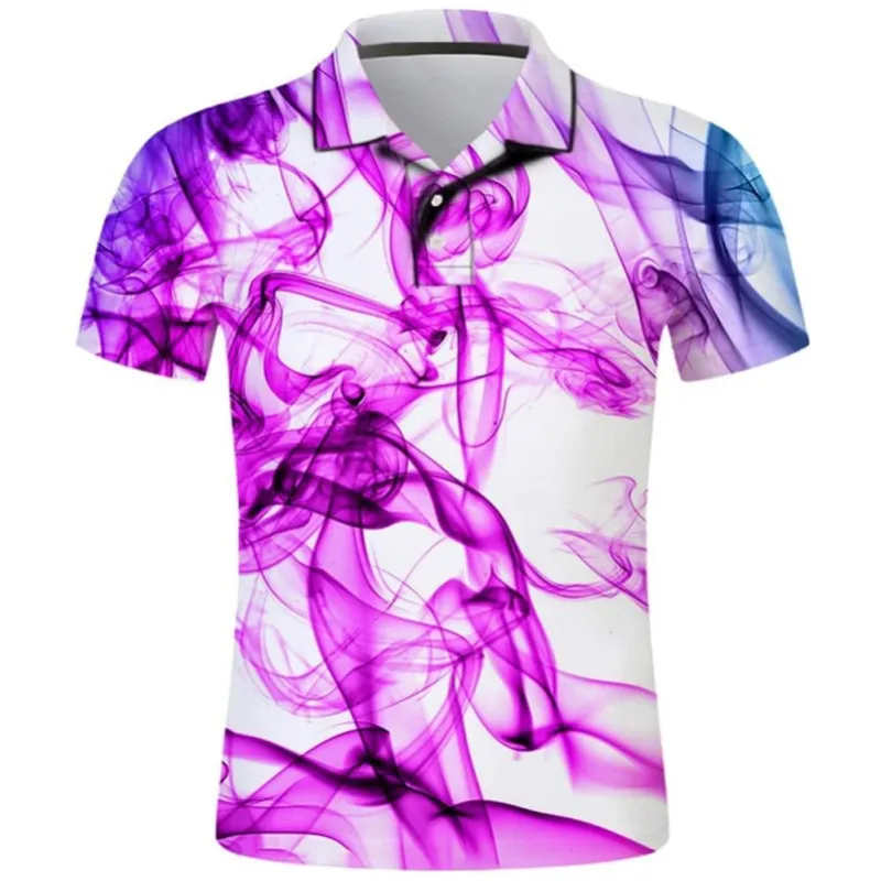 

2021 Summer New 3D Printed Short Sleeve Polo Shirts Casual Novelty For Men Fog Graphic Button T-Shirt Streetwear Cool Tee Tops