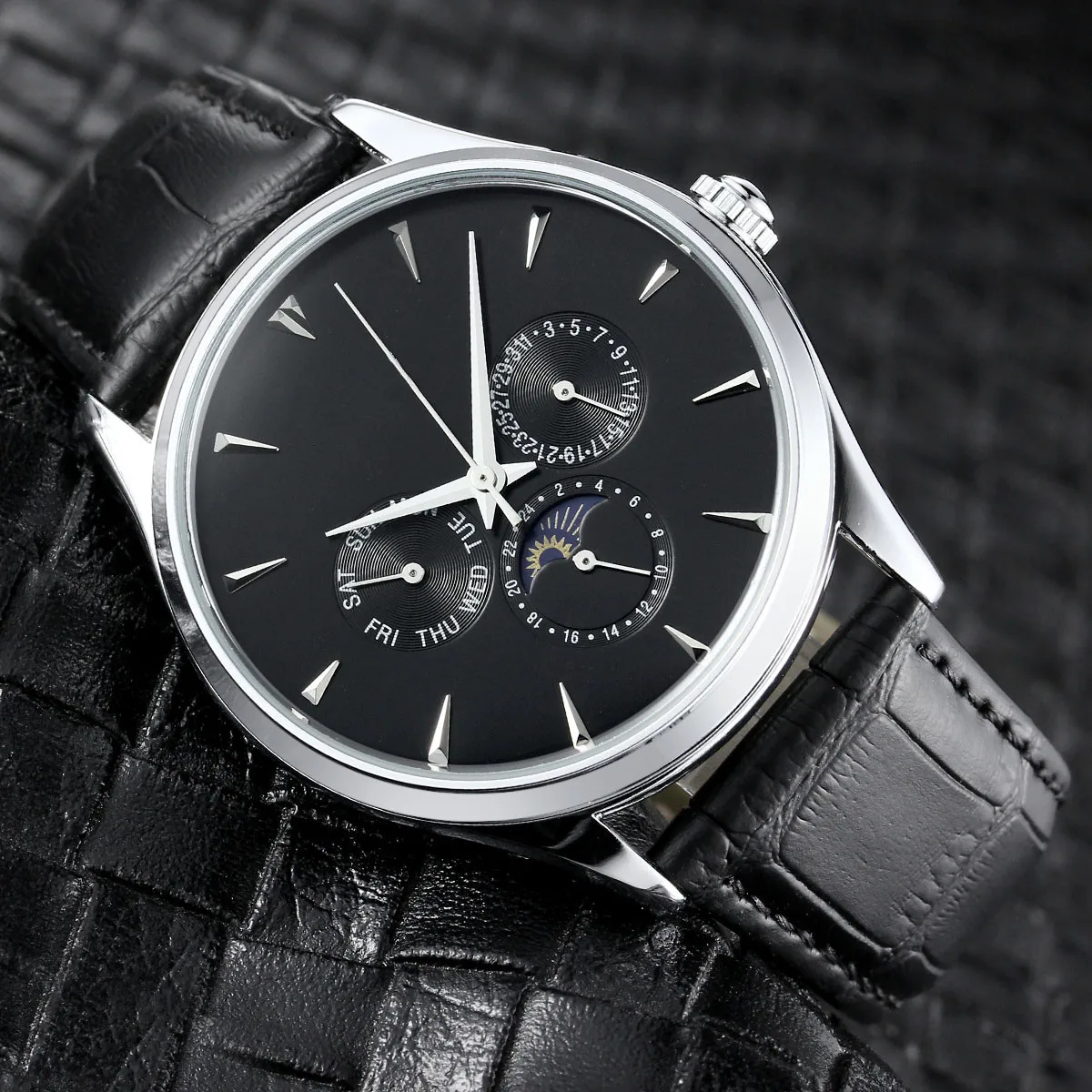 

Top Brand Quartz Mens Watch Leather Strap Multifunction Brand Luxury Watches for Men Casual Business Chronograph Wristwatch