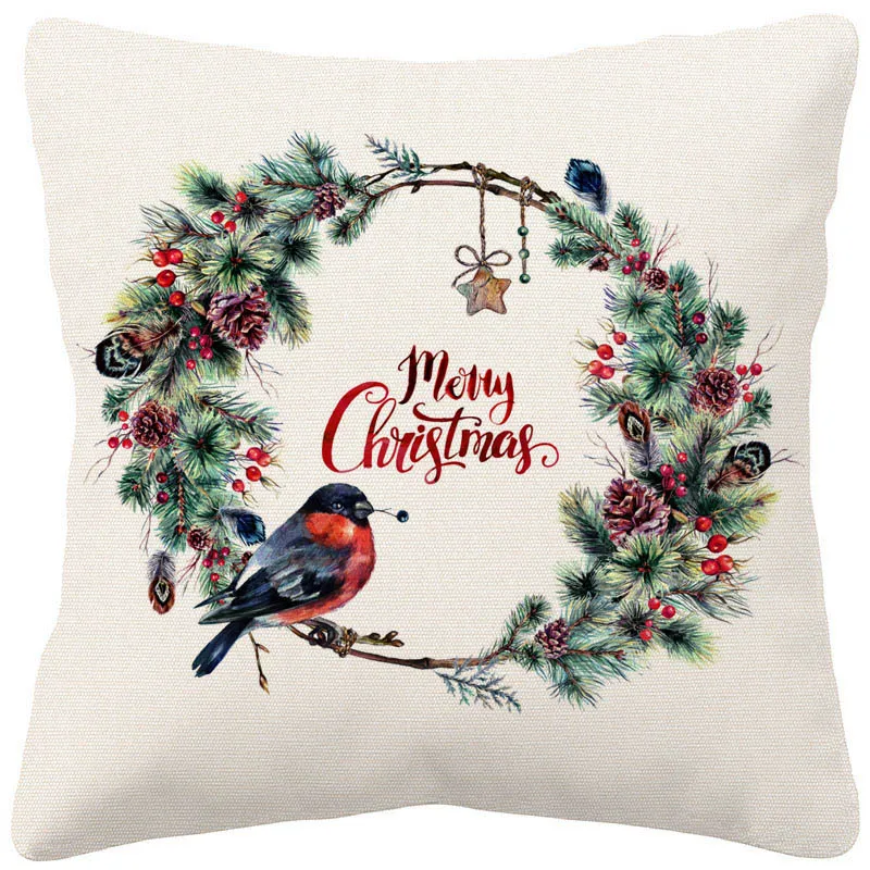 Merry Christmas Cushion Cover Xmas Pillow Case 45X45cm Home Decor Living Room Sofa Decoration | Дом и сад
