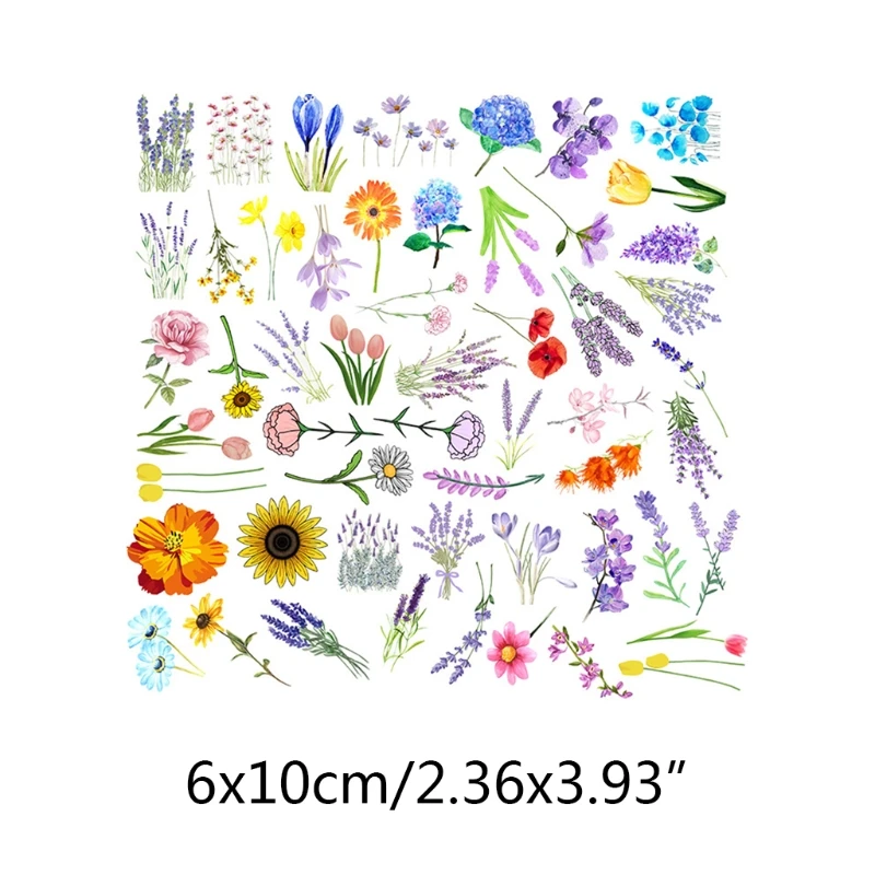 

50 Sheets Various Sweet Lovely Beautiful Flower Stickers Waterproof PVC Stickers for Personalize Laptop Scrapbook