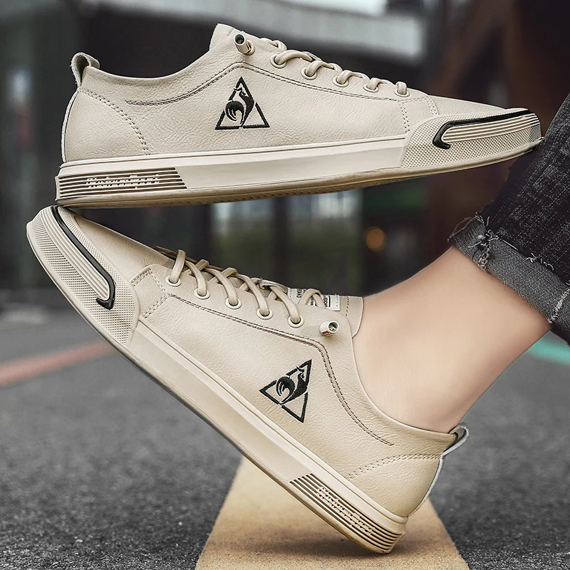 

Original Men Skate Shoe Black White Leather Shoes Mens Luxury Brand Skateboard Shoes Man Low Top Classic Skateboarding Shoe Men