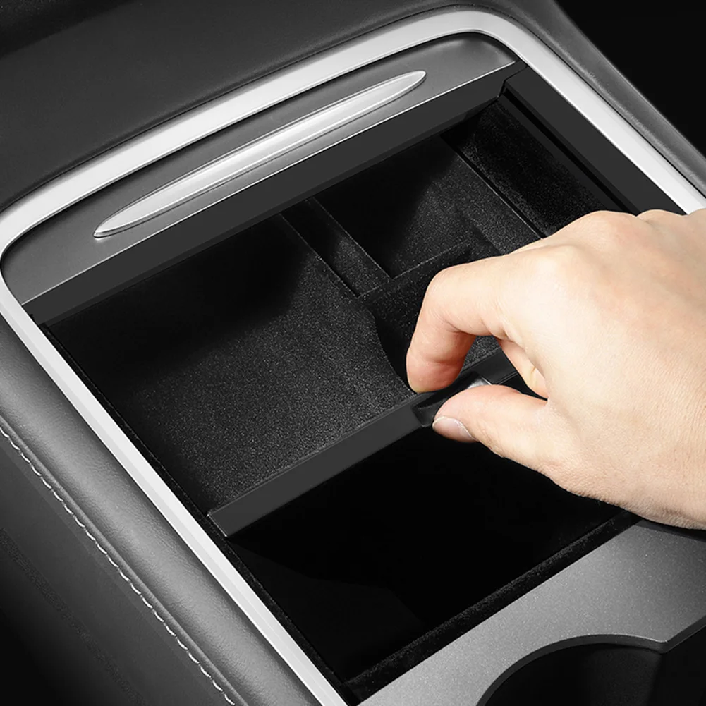 Car Center Console Flocking Organizer Containers for Tesla Model 3 Y 2021 Armrest Storage Box Tray Interior Accessories | Автомобили и