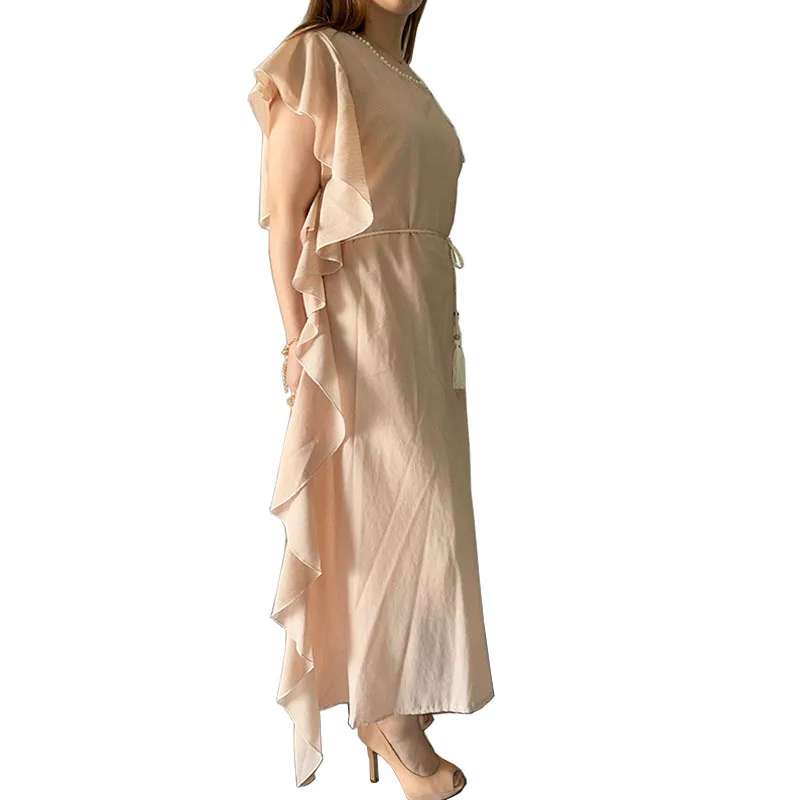 

Europe, America, Middle East, Bead Chain, Lotus Leaf Embroidery, Beaded Three-dimensional Flower Dress Abaya