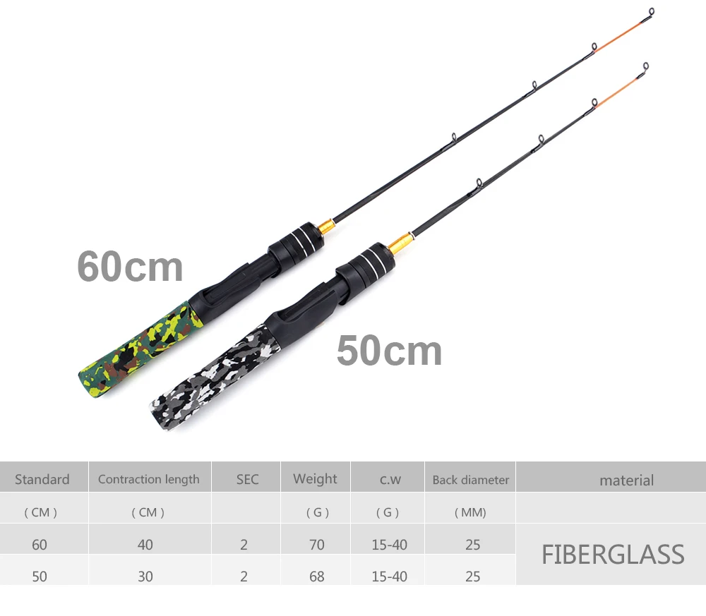 FTK New Winter Ice Fishing Rod Lightweight Hard/Soft Pole Portable 8 Styles Fishing Tackle Supplies