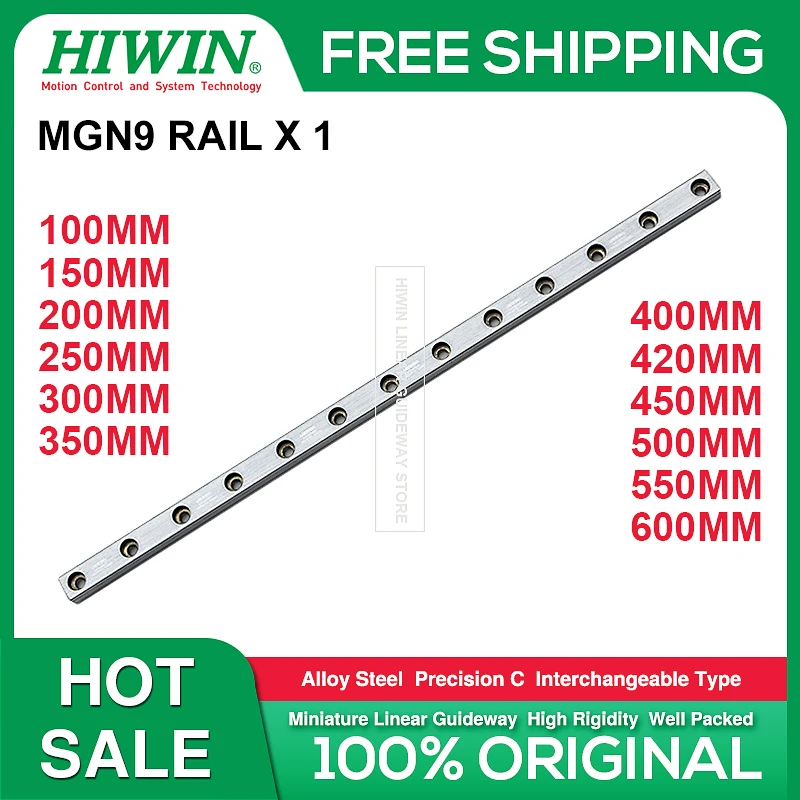 HIWIN MGN9 سبائك الصلب 9 مللي متر خطي السكك الحديدية 200 250 300 350 400 420 450 500 600 مللي متر MGN9 أدلة خطية MGNR9C السكك الحديدية
