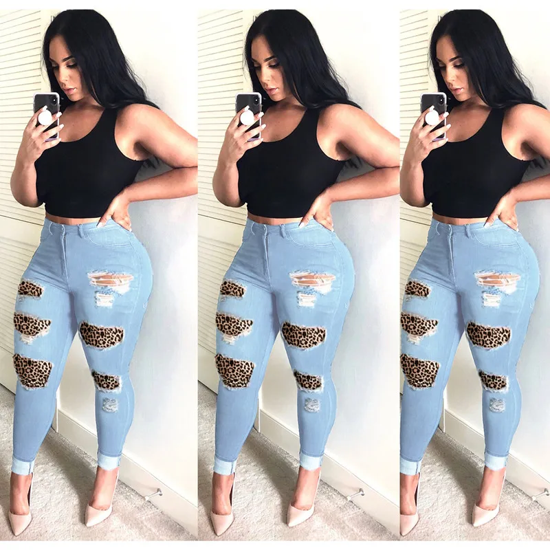 

2020 New Euro American Wish Cross Border Exclusive F Pants Mom Jeans High Waist Brown Patchwork Jeans Super Stretchy Jeans