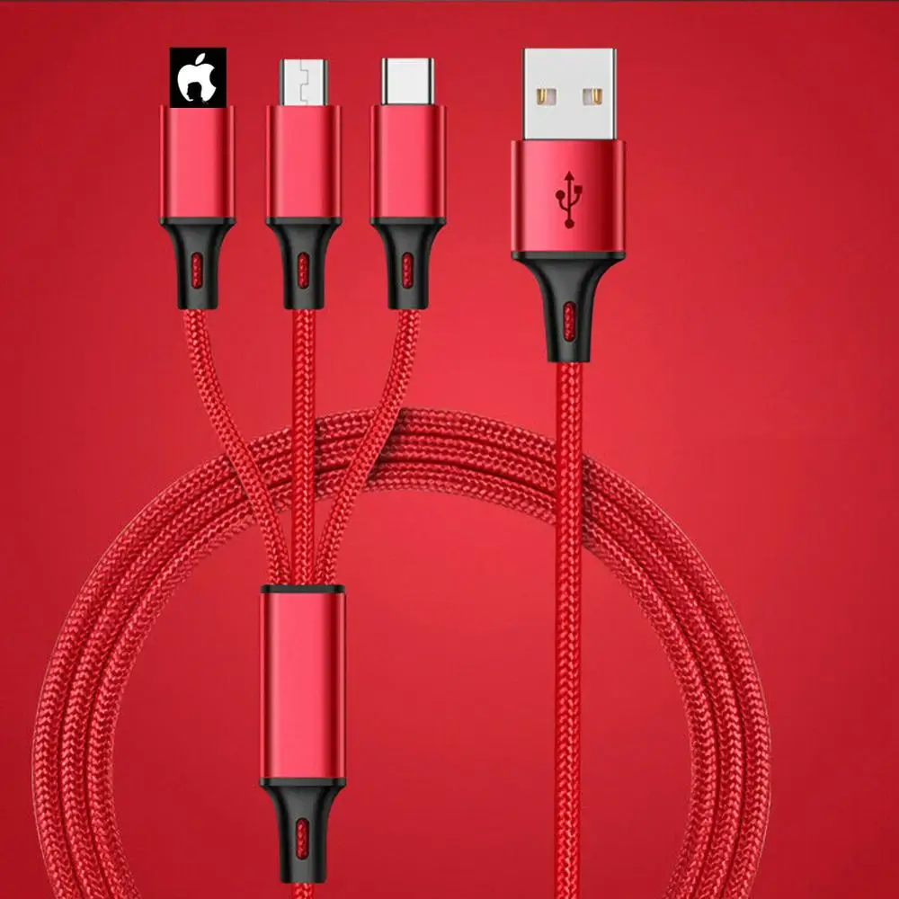 Для Apple usb кабель для зарядки Универсальный 3 в 1 Многофункциональное зарядное