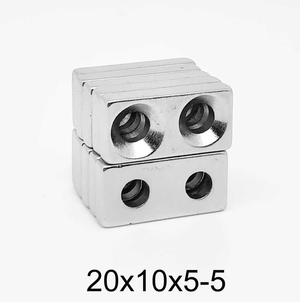

2/5/10/20/30/50 шт. 20x10x5-5 мм потайное отверстие 5 мм Блок редкоземельный неодимовый магнит 20x10x5-5 сильный Мощный магнит 20*10*5-5