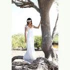 Распродажа, недорогие летние садовые Свадебные платья с открытой спиной, кружевное свадебное платье с коротким рукавом для невесты, свадебное платье с глубоким вырезом и цветочными бусинами