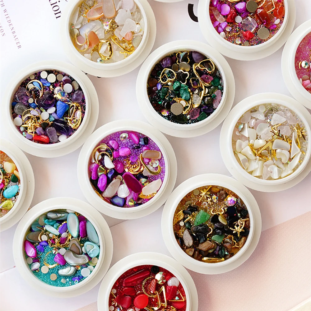 1 коробка смешанный цветной дизайн ногтей Стразы океан штормы Стиль 3D микро дрель