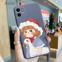 asina cute cartoon case for iphone 11 12 13 pro xr xs max soft liquid silicone couple bumper cover for iphone 6 7 8 plus fundas