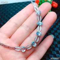 kjjeaxcmy fine jewelry 925 sterling silver inlaid natural aquamarine bracelet lovely female hand bracelet support testing