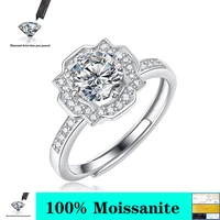 1ct color d vvs wholesale high quality real moissanite ring for woman girl diamond rings s925 sterling silver classic simple