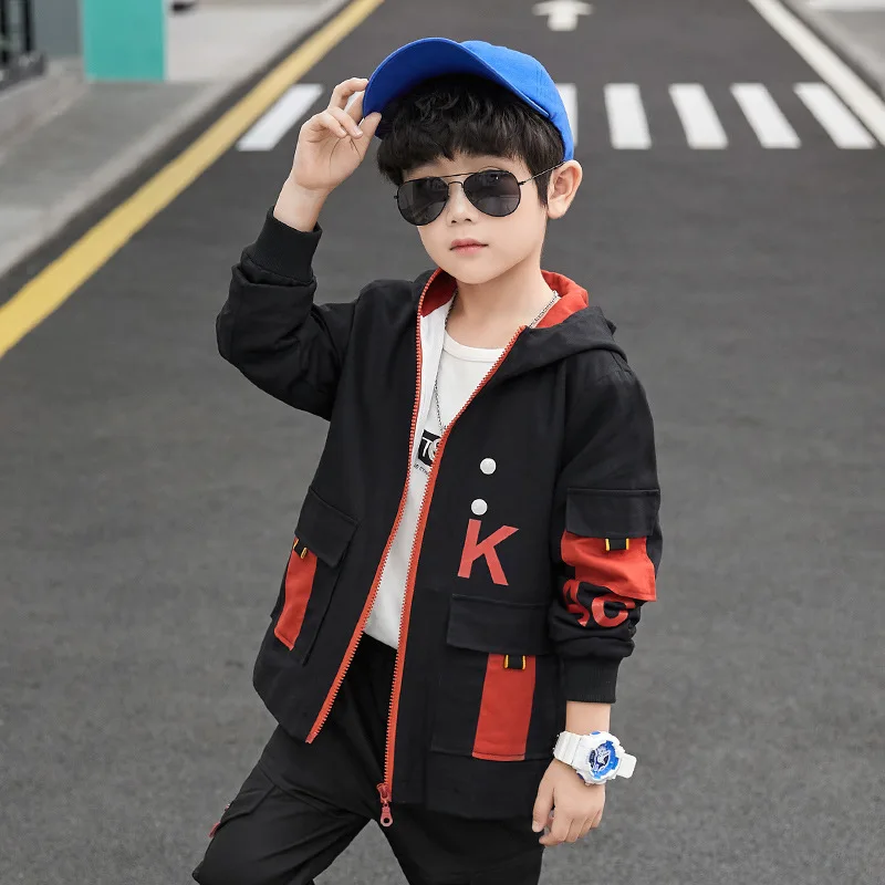 

New Hooded Spring Autumn Boy Coat Overcoat Top Kids Costume Teenage Gift Children Clothes High Quality Plus Size
