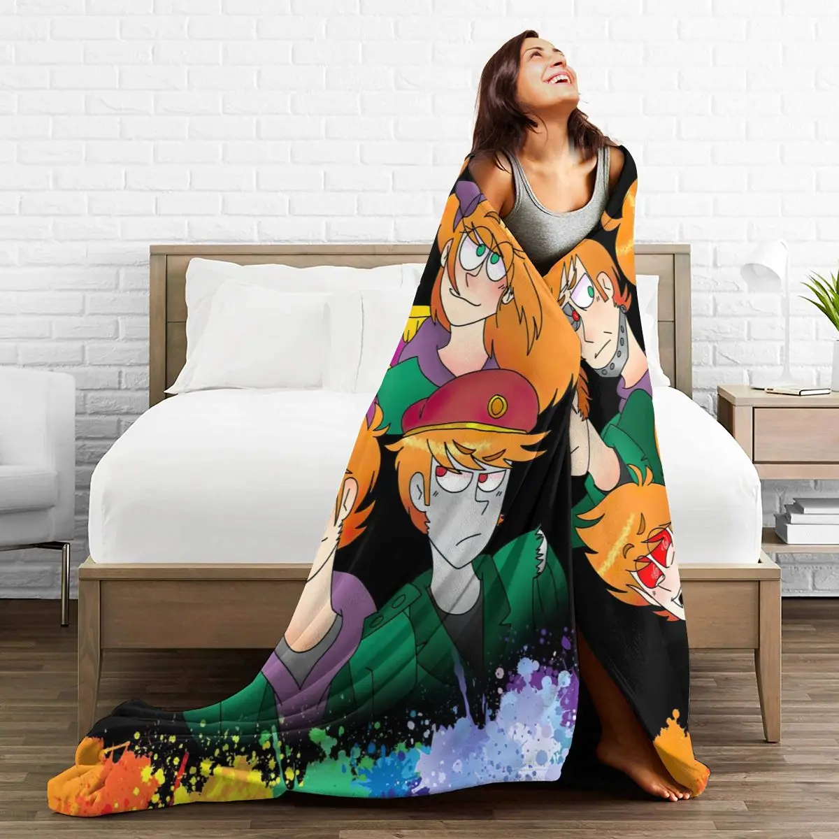 

3D-Printed Blanket Eddsworld Flannel Blanket Bed Throw Soft Cartoon Printed Bedspread Bedspread Sofa Gift
