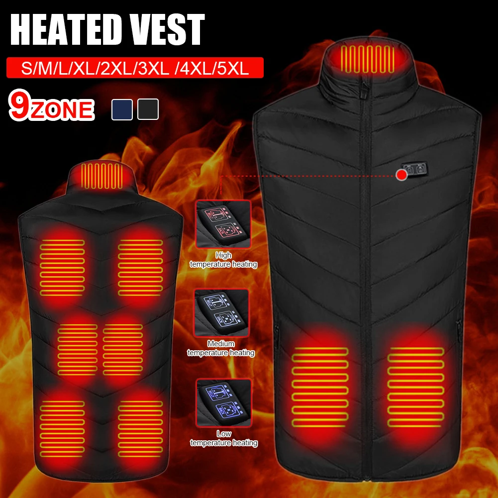 

9 Heating Zone Intelligent Heated Vest Unisex Heating Thermal Warm Clothes Sleeveless Jacket for Men Women