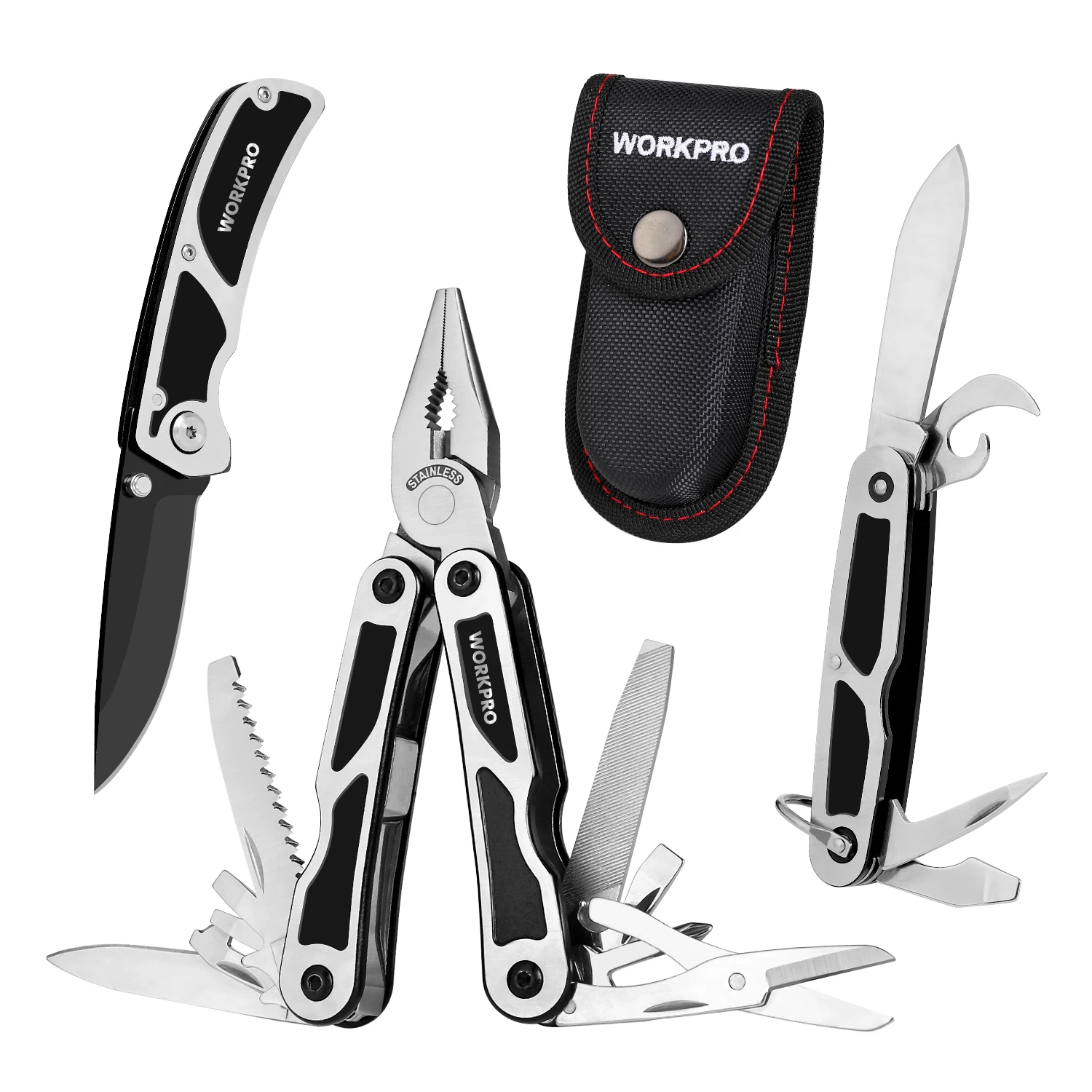 WORKPRO 15 в 1 Мульти плоскогубцы из нержавеющей стали мульти инструмент для зачистки