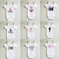 2021 baby summer clothes first 1st birthday newborn girl boy short sleeve romper casual infant birthday clothes outfits