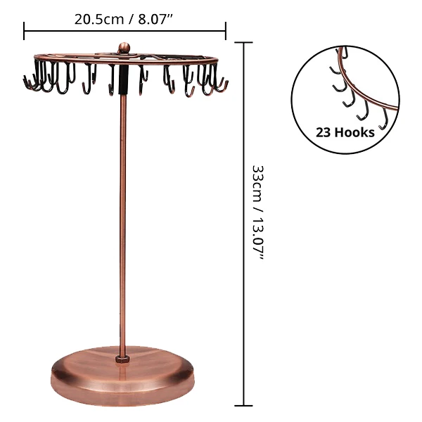 

2Pcs Metal Rotating Display Rack for Jewelry, Pendant, Bracelet, Earring, Ring Storage Rack Black and Copper