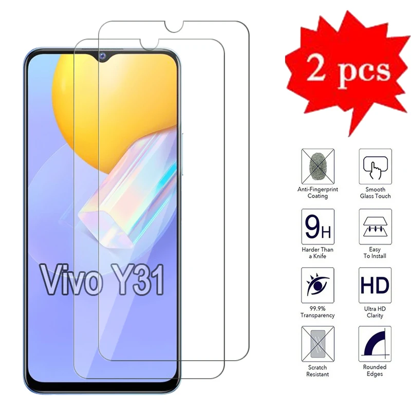 

2-1Pcs Glass For Vivo Y31 2021 Cover Phone Front Screen Protector Film On For Vivo Y 31 9H 2.5D Explosion Proof Tempered Glass