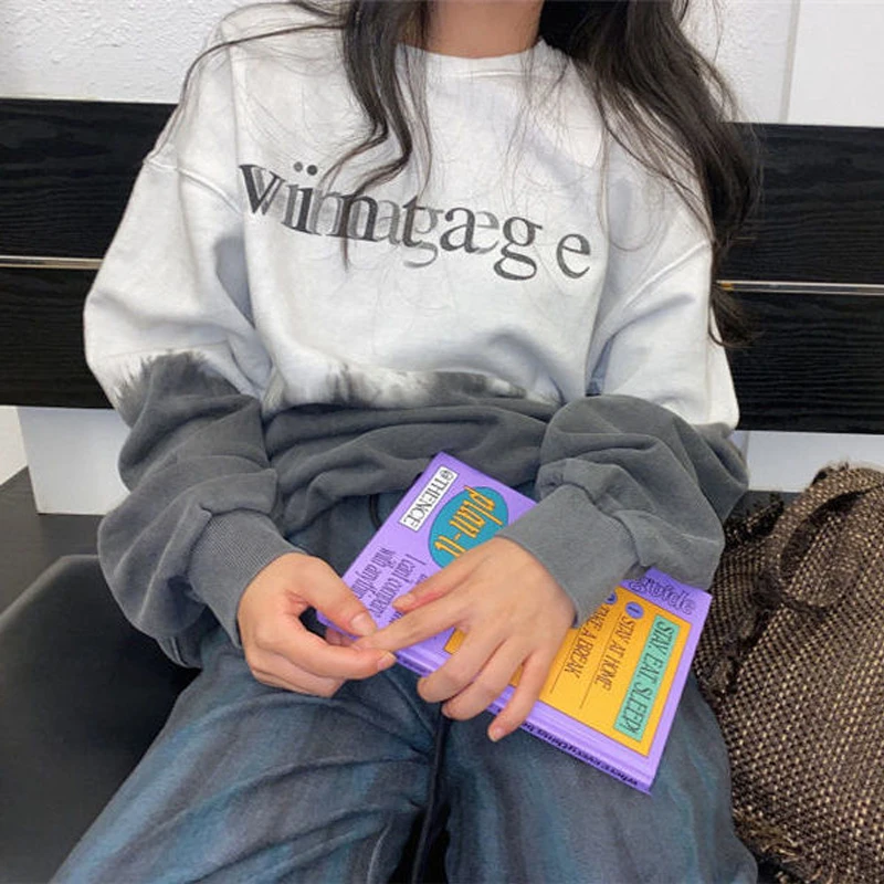 

oversized printed korean style Pullover harajuku sweater hoodie winter clothe Tie dye sweatshirt long-sleeve girl streetwear top