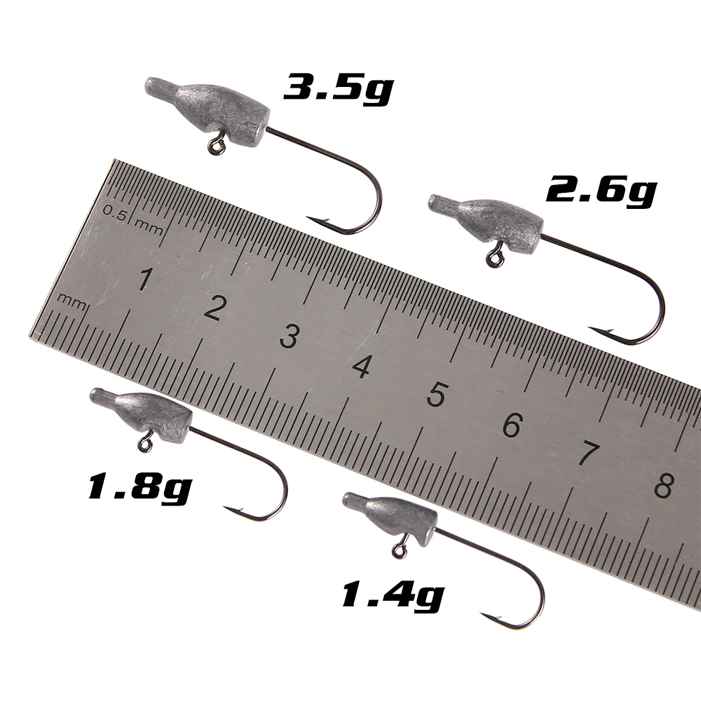 FSTK 10 шт. 1 4/1 8/2 6/3 5g Световой корень Рыбалка Lead Jig Head с зазубринами Мягкая приманка в