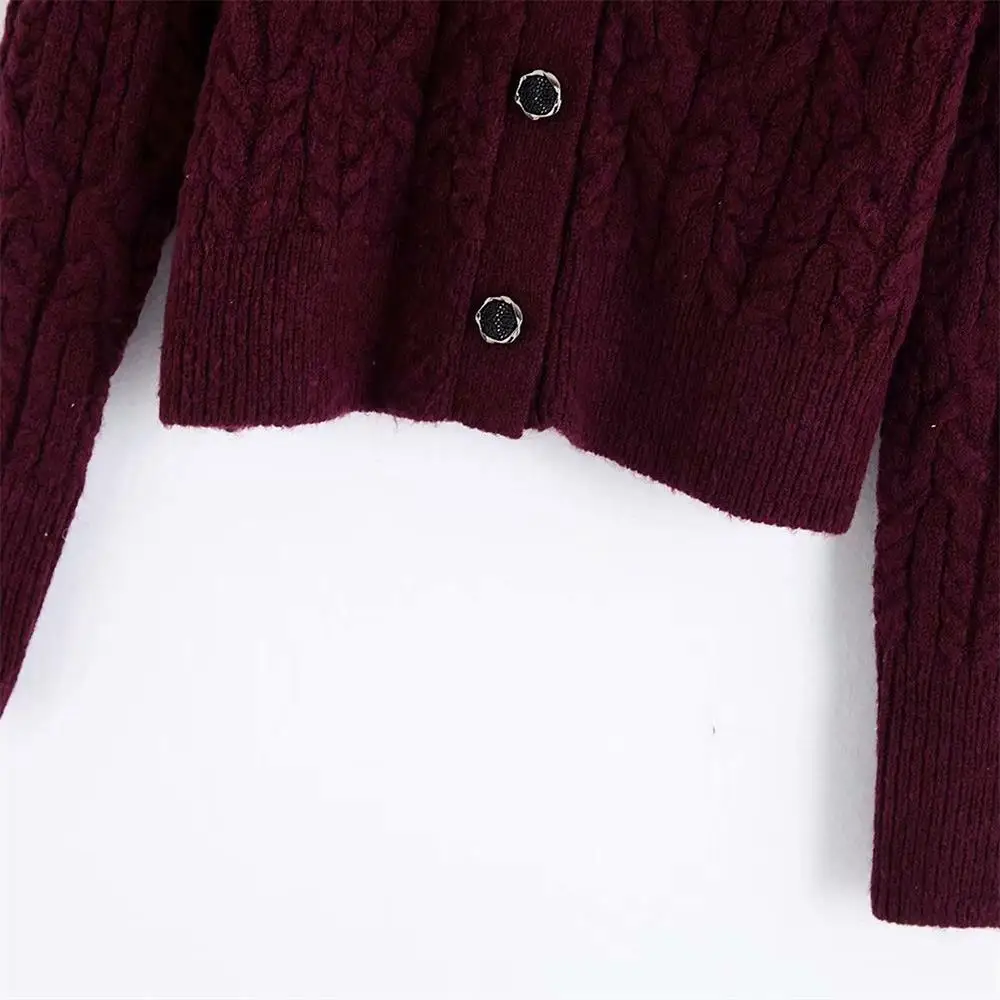 

Autumn 2019 women's new round neck long sleeve knitwear jewelry trim Pullover Sweater Coat 06873124606
