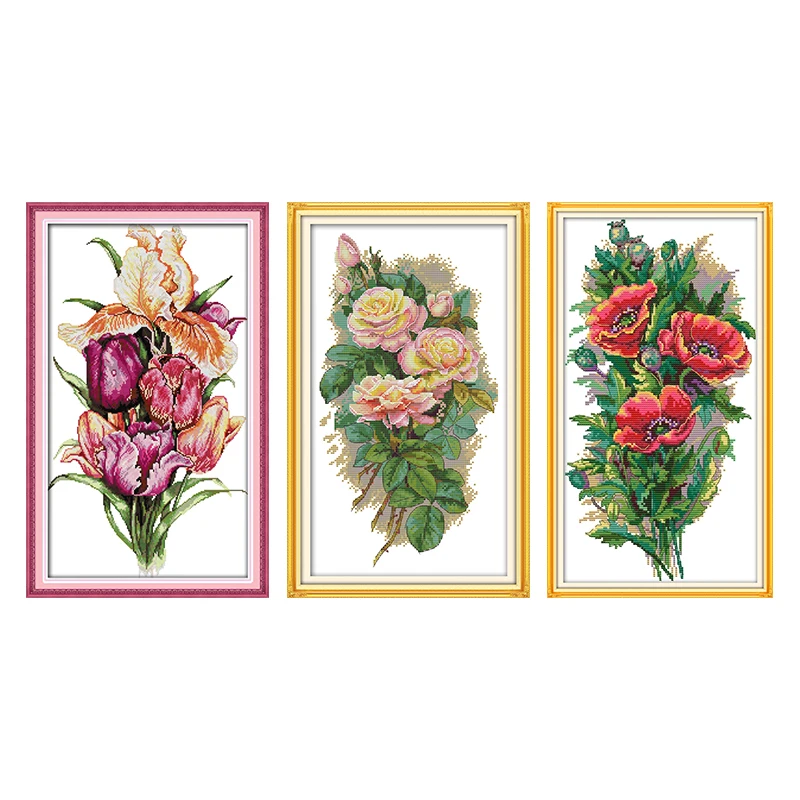 Набор цветов для вышивки крестом 14ct 11ct на холсте|Упаковка| |