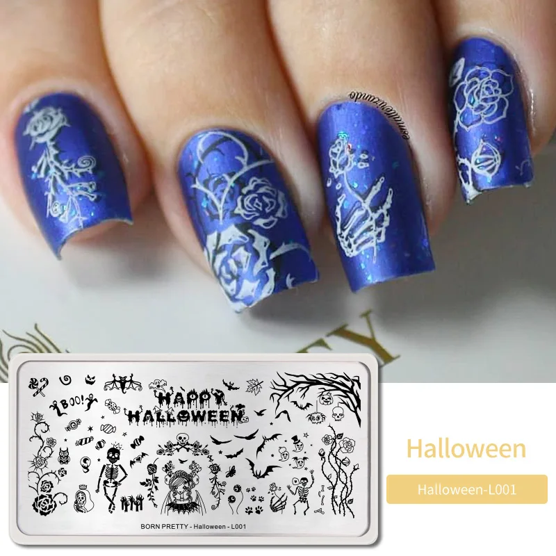 Halloween4 BORN PRETTY дизайн ногтей штамп штамповка шаблон цветок геометрии любовь DIY маникюр изображение пластины из нержавеющей стали дизайн ногтей трафарет - Цвет: Halloween4