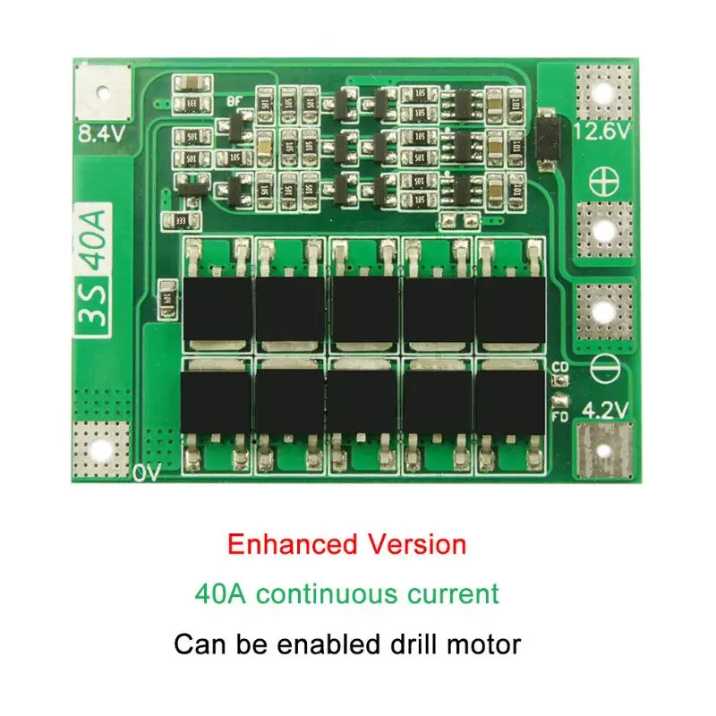 Модуль защиты PCB BMS 3S 40А защитная плата зарядника литий-ионных и литий-полимерных