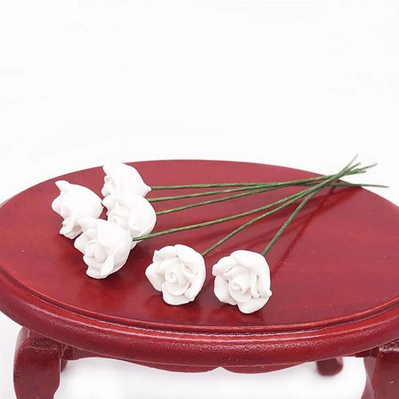 

1PC 1/12 Dollhouse Miniature Accessories Mini Yellow Chinese Rose Simulation Flower Model Toy for Doll House Decoration