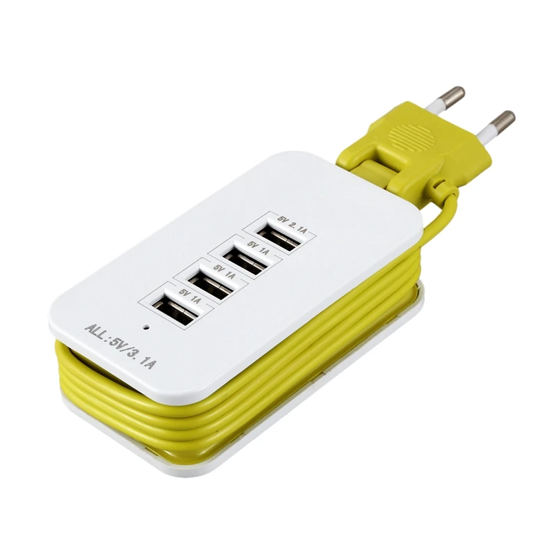 Универсальное настенное зарядное устройство с 4 USB портами и удлинителем на 3 1