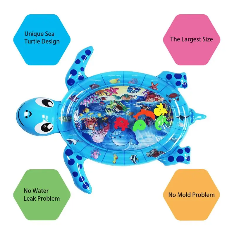 

Tummy Time Tortoise Shape Baby Water Mat Infant Toy Inflatable Play Mat for Baby 2020 Hot Sale