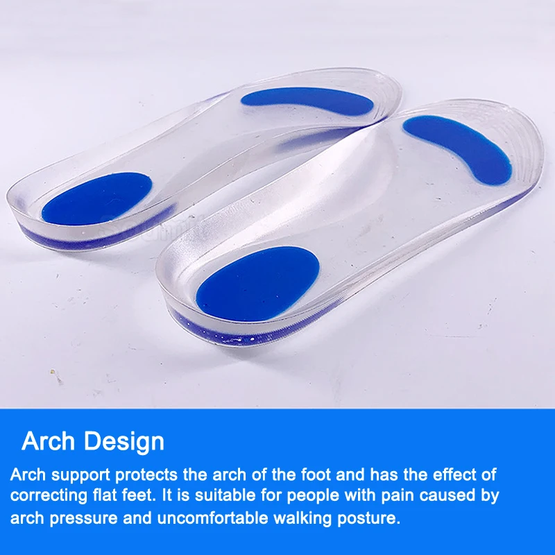 Silicone Gel Orthotic Insole for Man Women Flat Feet Arch Support Orthopedic Shoes Pad Massaging Shock Absorption Insert Cushion