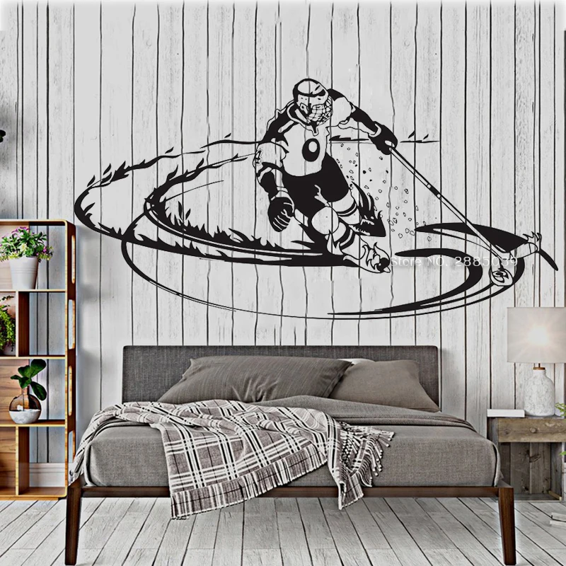 Hockey Winter Sport Decals Cool Wall Vinyl Decal Decor Ice Sticker For Kids Room Poster Home Decoration LC1447 | Дом и сад