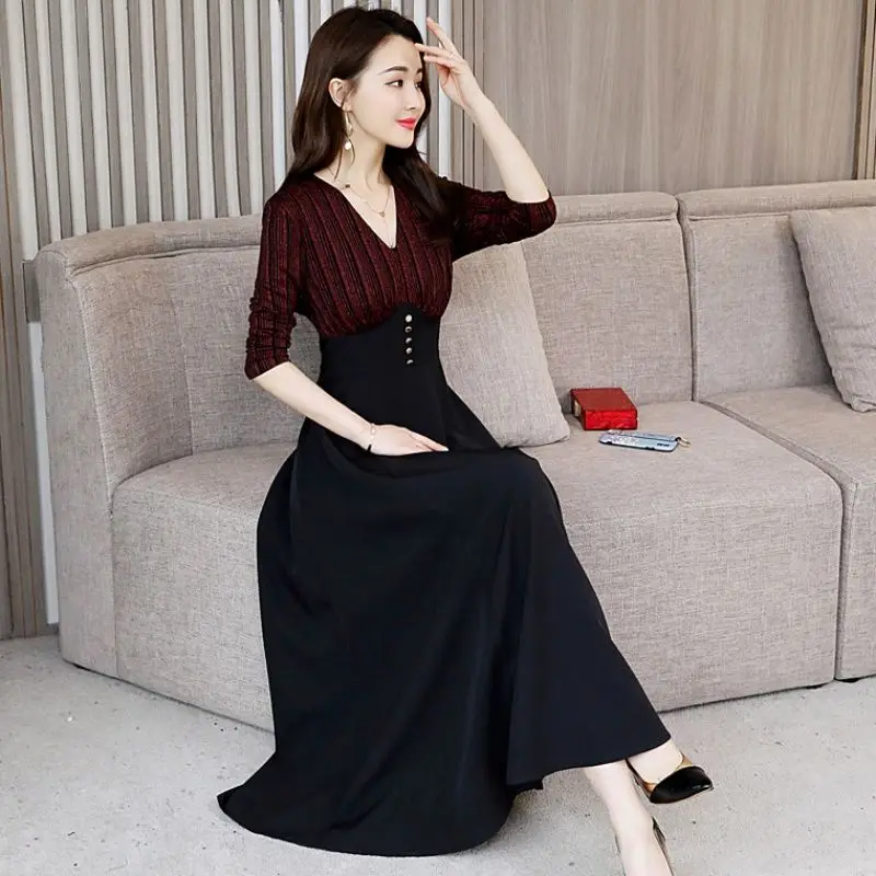

Women's Dress New Woman Spring Autumn Dress Long Sleeve Dresses For Women Female Fashion Dress Female Vestidos 3XLC531