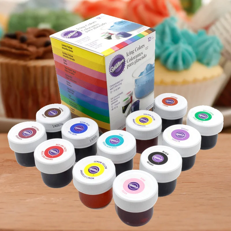 Фото Wilton пигмент 12 цветов набор для крема торта помадки выпечки съедобные красители