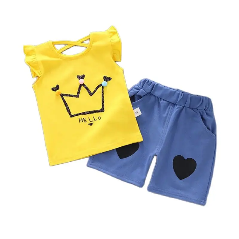 baby boys girls summer cartoon clothes sets 0-7T kids cotton t-shirt+shorts 2pcs/set toddler outfit children sport costuming Top |