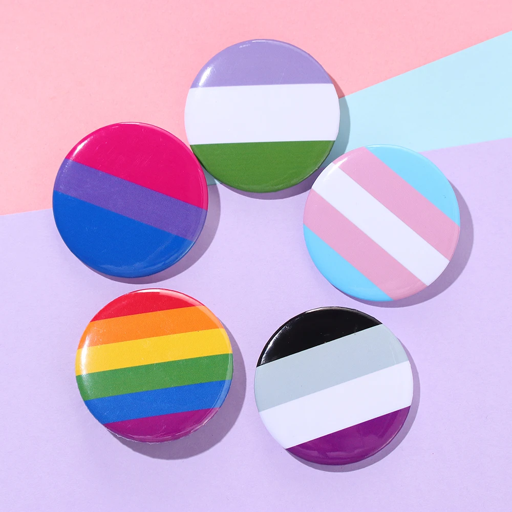 

1pc Pride LGBT Rainbow Heart Gay Badge Symbol Pins Tinplate Badge Lapel Denim Hat Brooches Collar Pin Jewelry Accessories