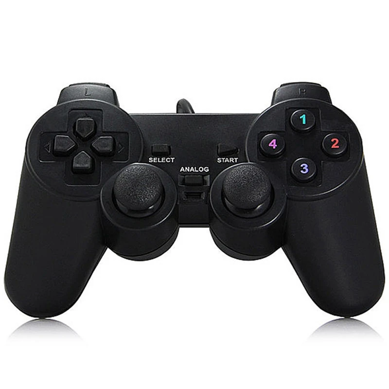 Проводной USB PS2 контроллер геймпад для ПК/WinXP/WIN7/WIN8/WIN10 синглов вибрации компьютера