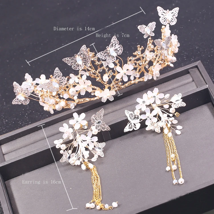 Высококачественный Свадебный головной убор в виде бабочки цветка хрустальной