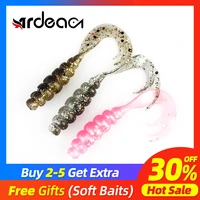 ardea soft lures silicone bait worm 43mm 0 8g 12pcs artificial curly grub swimbait wobblers carp double color fishing tackle