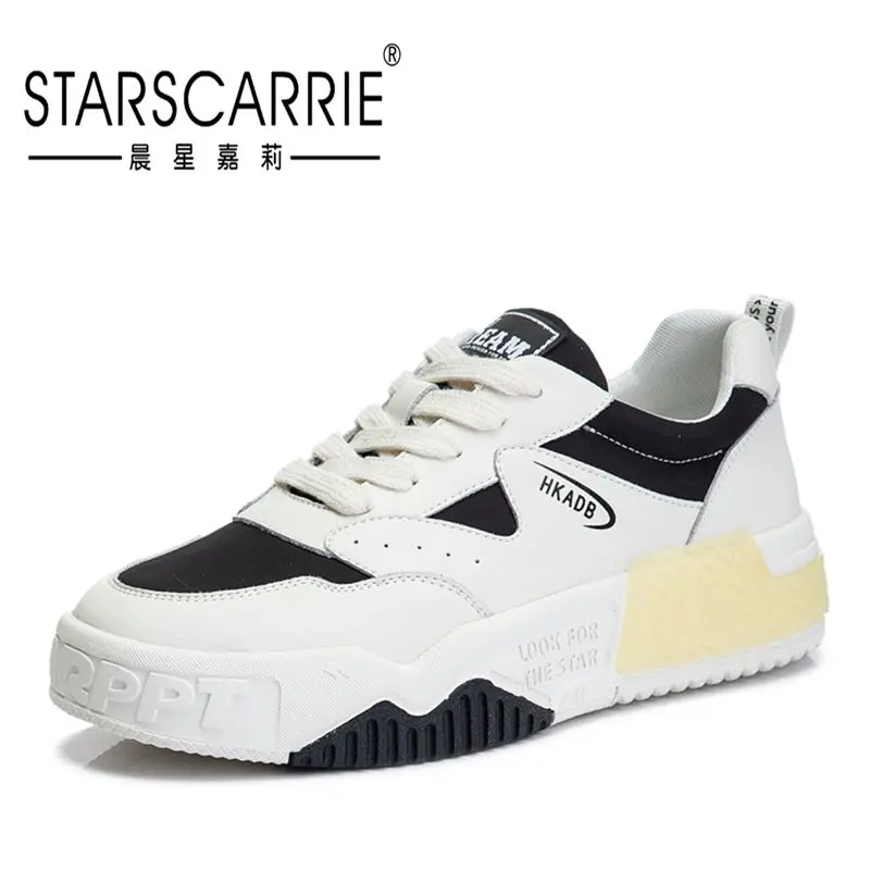 

Spring 2021 small white shoes flat bottom sports breathable single shoes women's thick sole high leather women's shoes