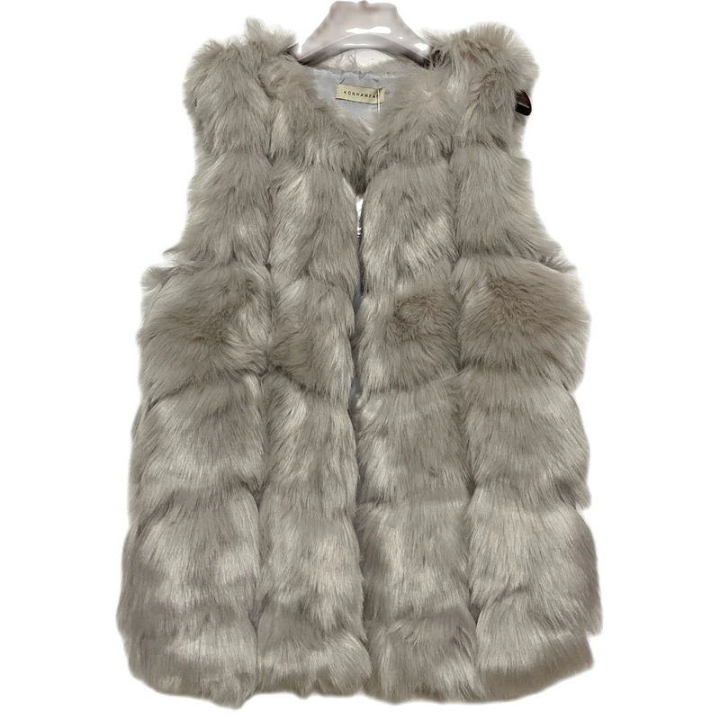 Spring Fall Winter New Fur Imitation Fox Coat Women Long Vest Abrigo Mujer Overwear Bontjas Fourrure Open Stitch | Женская одежда