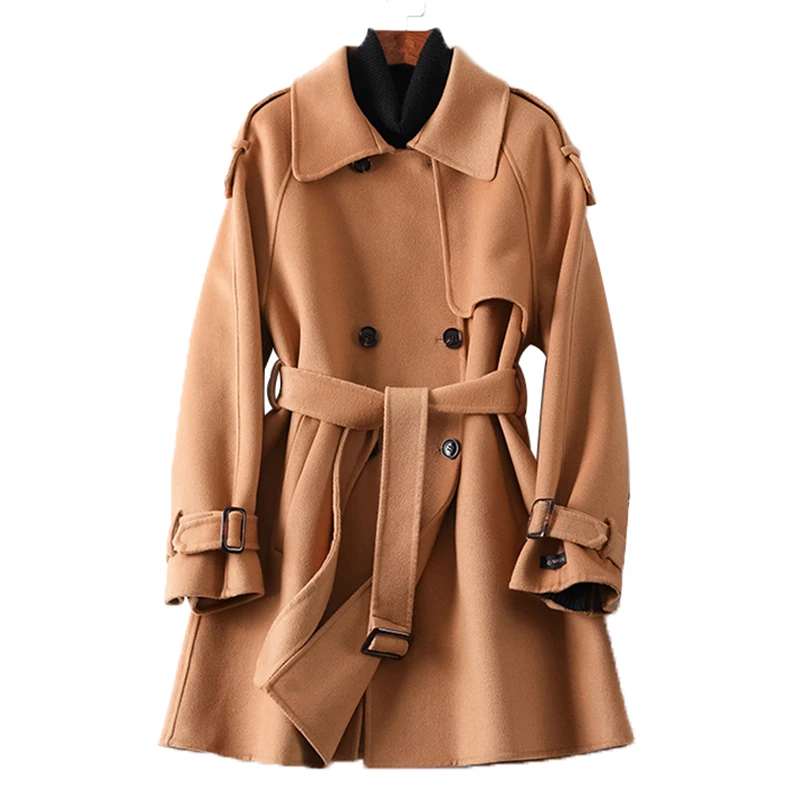 

2020 New fashion winter high-grade double-sided cloth cashmere coat whom long woolen coat 100% wool