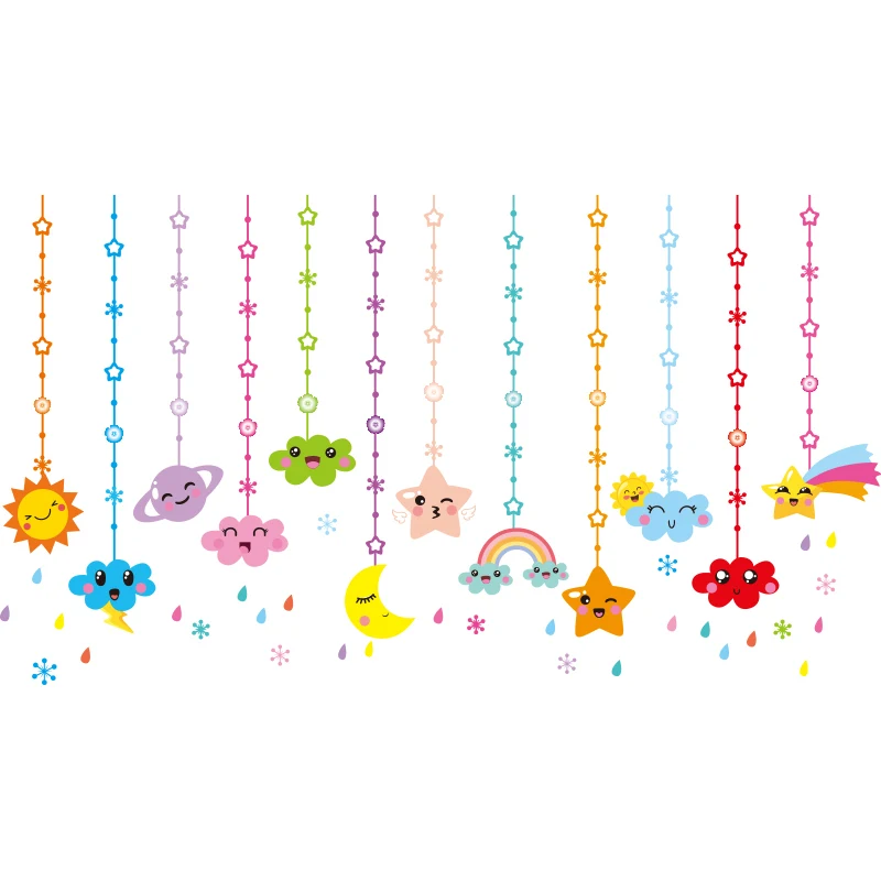 

[SHIJUEHEZI] Cartoon Animals Rainbow Wall Stickers DIY Cloulds Stars Hangings Mural Decals for Kids Rooms Home Decoration