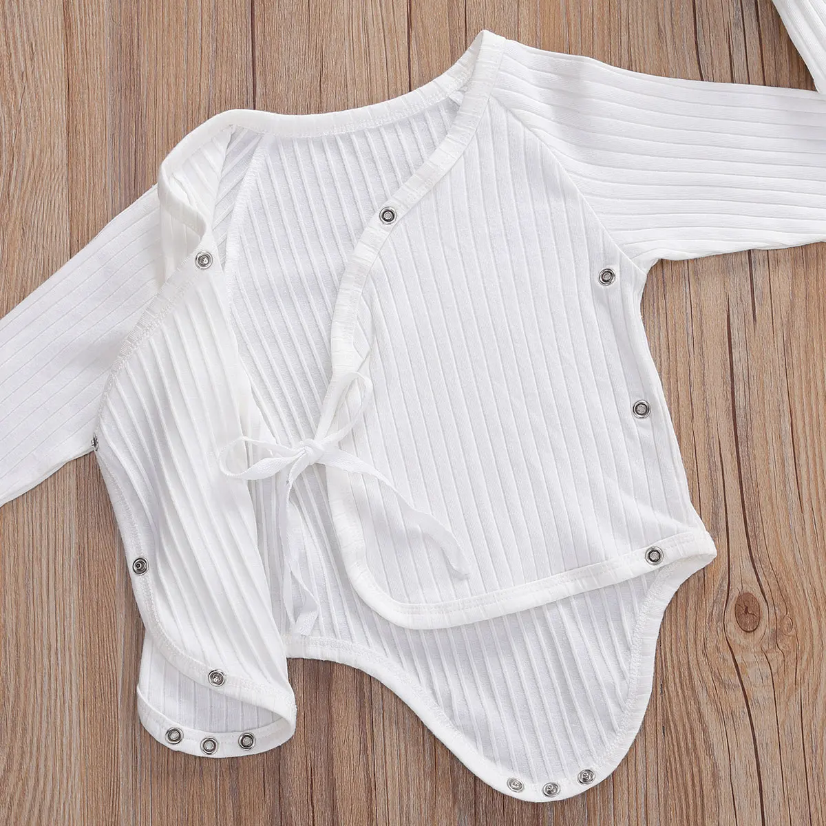 Детский комплект одежды из 3 предметов в рубчик однотонный комбинезон с длинными