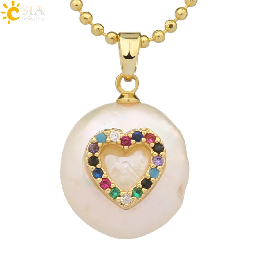 Necklace-L Csja кулон из пресноводного жемчуга, крошечное ожерелье из бисера, сердце из фианита подвески в форме цветов для детей, милое колье для девочек, модные украшения, G213 - Окраска металла: Necklace-L