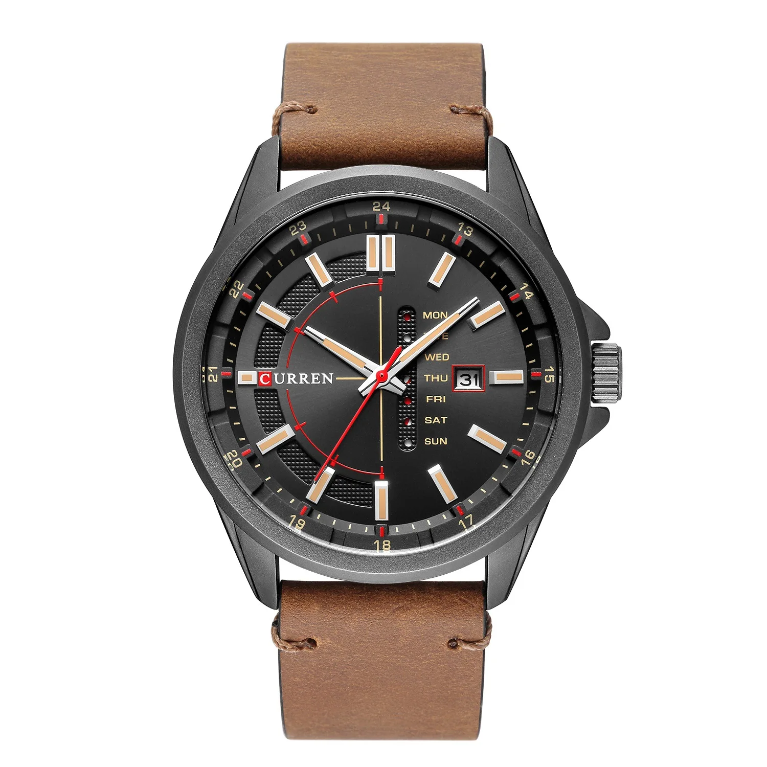 

New Mens Watches CURREN 8307 Unique Fashion Design Dial Quartz Wristwatch Leather Strap Watch Display Date And Week Clock Reloj