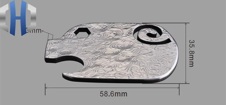 Подвеска ключ из дамасской стали с открывалкой для банок EDCToy|Монтировки| |